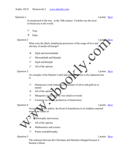 Arabic 102 E Homework 2 Question 1 1