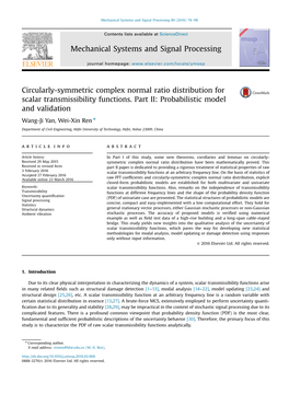 Circularly-Symmetric Complex Normal Ratio Distribution for Scalar Transmissibility Functions. Part II: Probabilistic Model and Validation