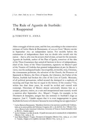The Rule of Agustin De Iturbide: a Reappraisal