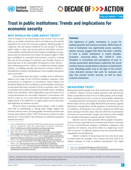 Trust in Public Institutions: Trends and Implications for Economic Security