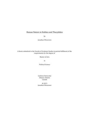Human Nature in Hobbes and Thucydides
