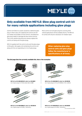 Glow Plug Control Unit Kit for Many Vehicle Applications Including Glow Plugs