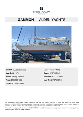 Gammon — Alden Yachts