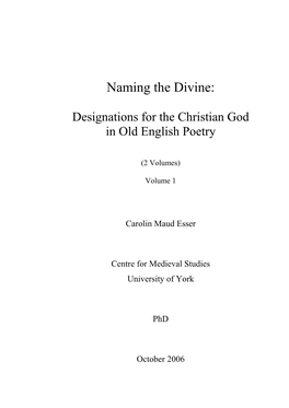 Designations for the Christian God in Old English Poetry
