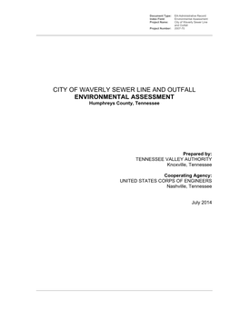 CITY of WAVERLY SEWER LINE and OUTFALL ENVIRONMENTAL ASSESSMENT Humphreys County, Tennessee