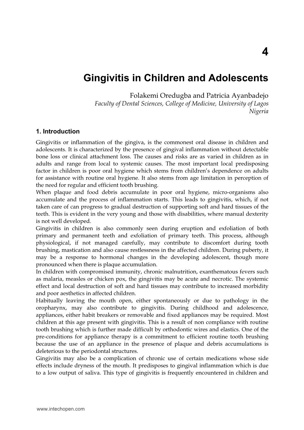 Gingivitis in Children and Adolescents
