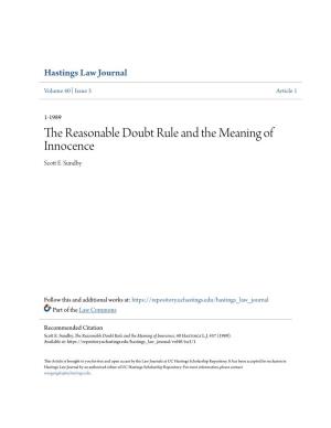 The Reasonable Doubt Rule and the Meaning of Innocence Scott E