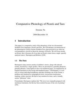 Comparative Phonology of Picurís and Taos (2006)