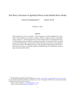 Not News: Provision of Apolitical News in the British News Media∗