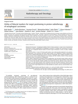 Utility of Fiducial Markers for Target Positioning in Proton Radiotherapy