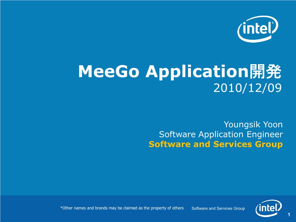 Meego Application開発 2010/12/09