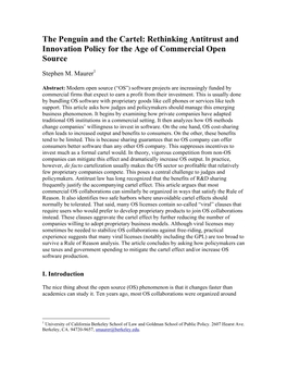 The Penguin and the Cartel: Rethinking Antitrust and Innovation Policy for the Age of Commercial Open Source