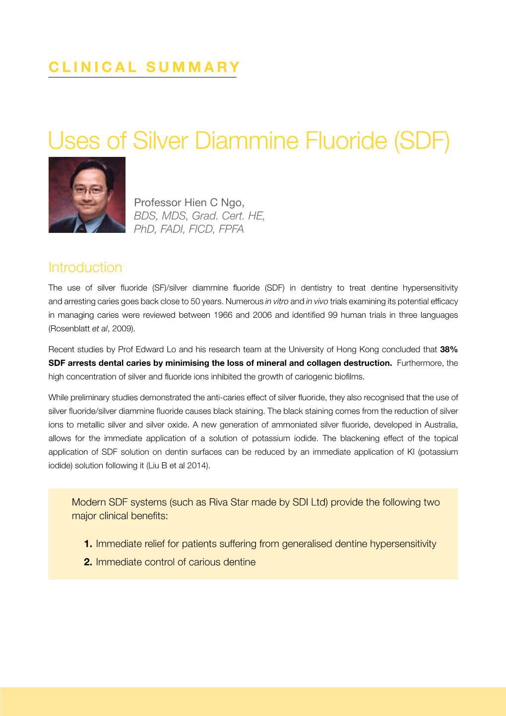 Uses of Silver Diammine Fluoride (SDF)