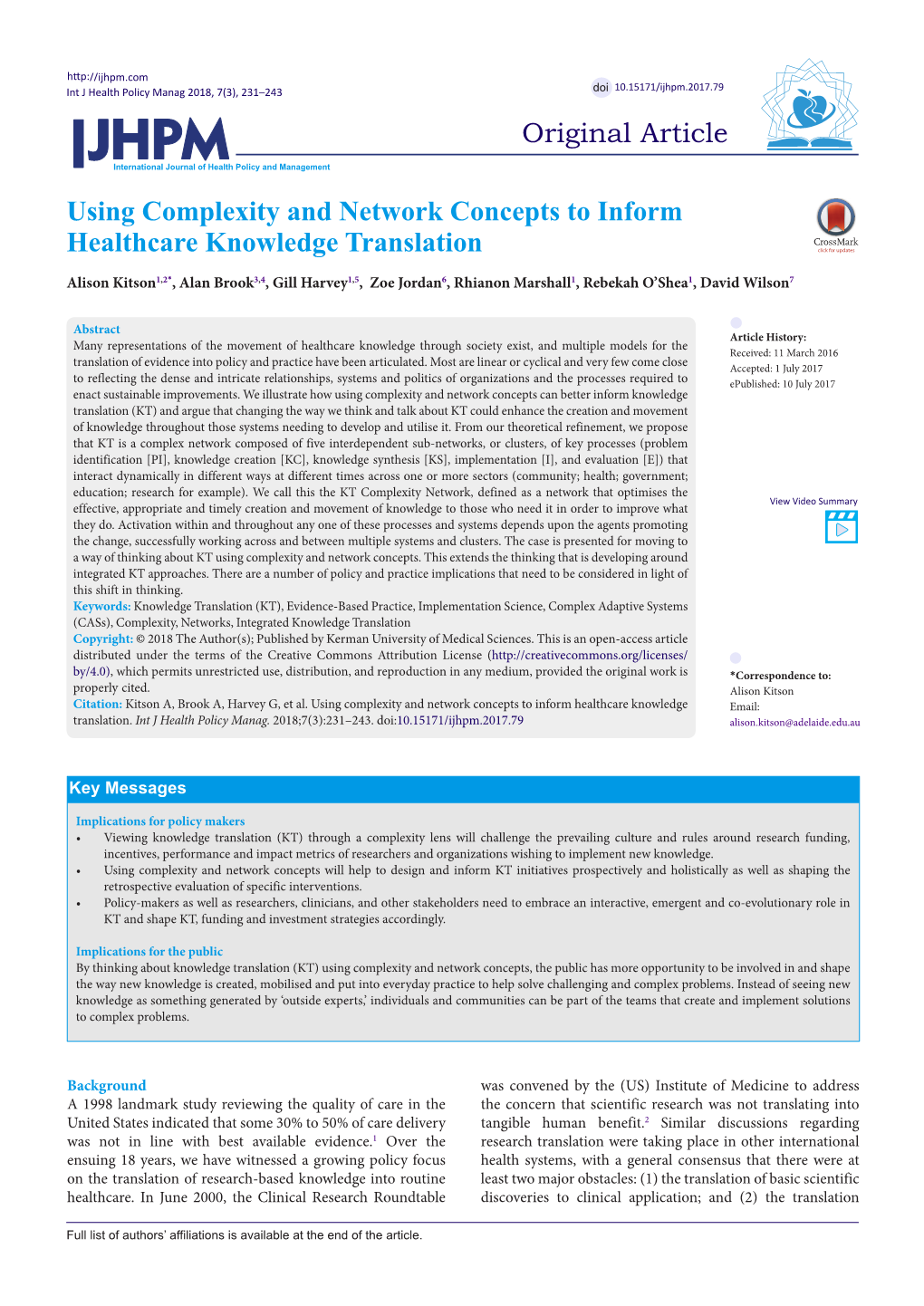 Using Complexity and Network Concepts to Inform Healthcare