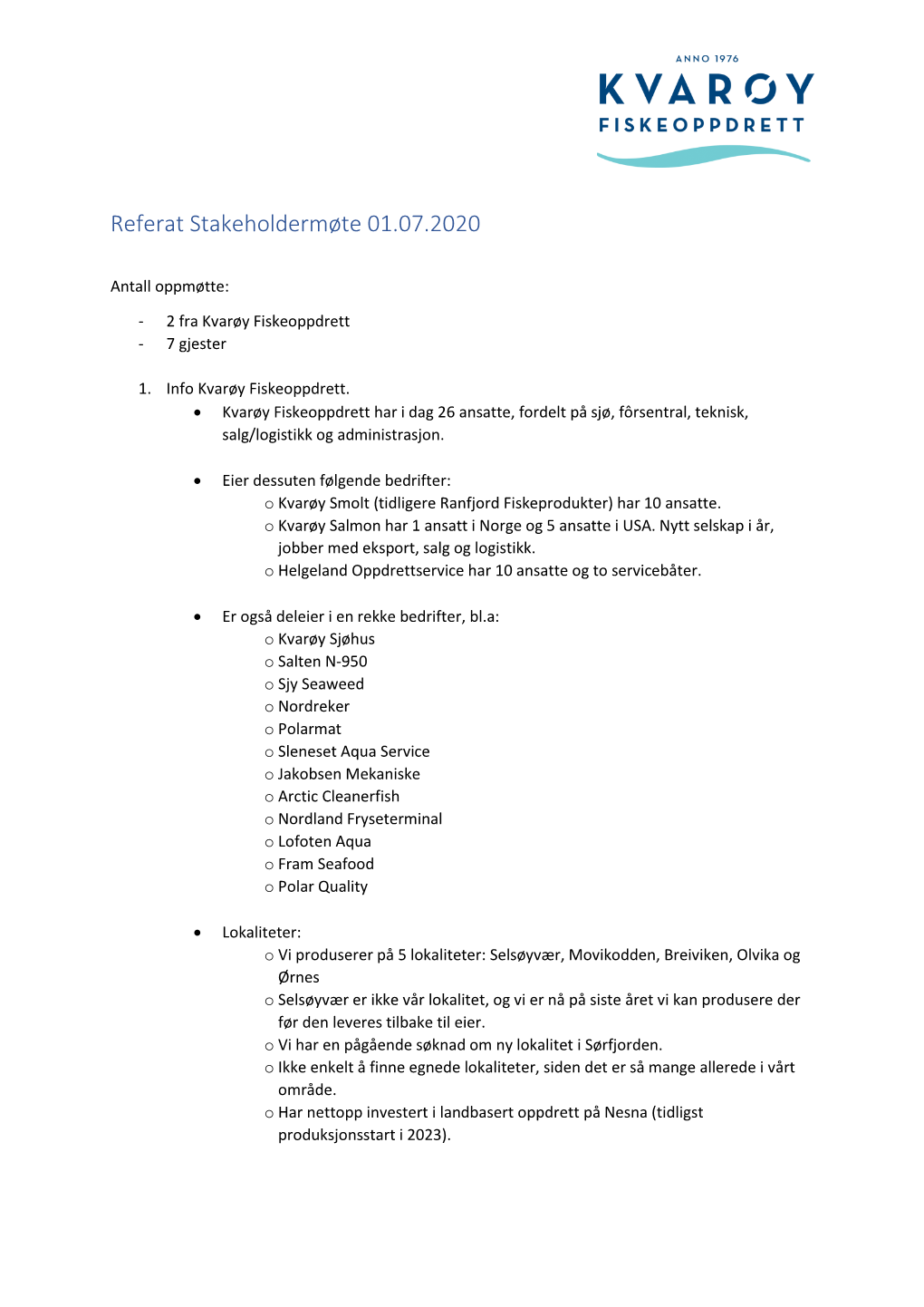 Referat Stakeholdermøte 01.07.2020
