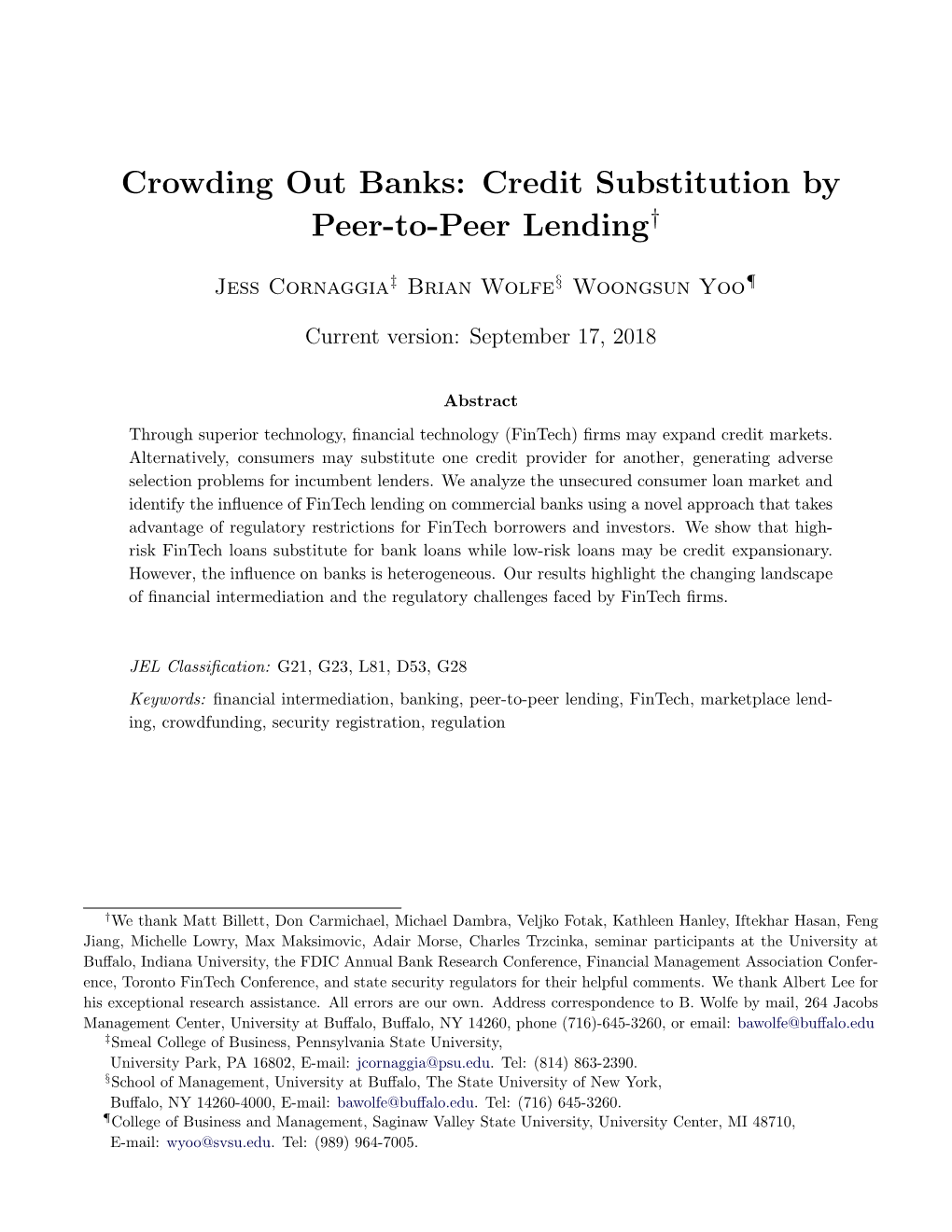 Credit Substitution by Peer-To-Peer Lending†