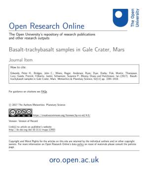 Basalt-Trachybasalt Samples in Gale Crater, Mars