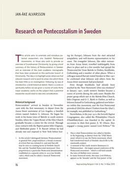 Research on Pentecostalism in Sweden