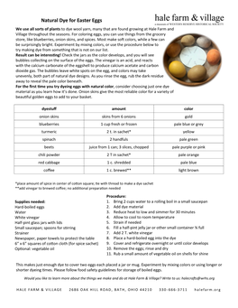 Natural Dye for Easter Eggs Printable Instructions