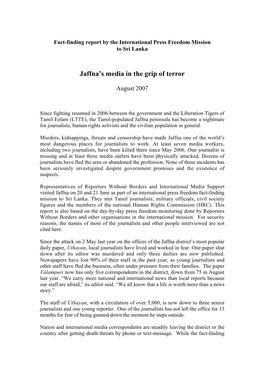 Jaffna's Media in the Grip of Terror