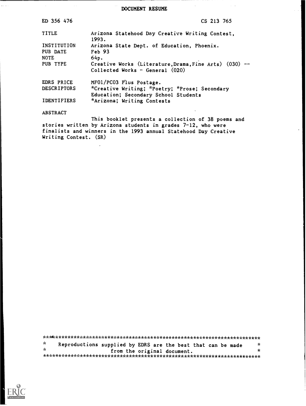 ***Vc******************************************************************* Reproductions Supplied by EDRS Are the Best That Can Be Made from the Original Document