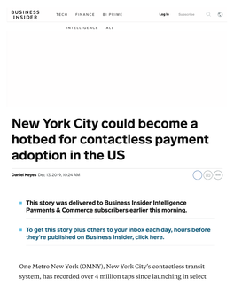 Transit May Popularize Contactless Payments In