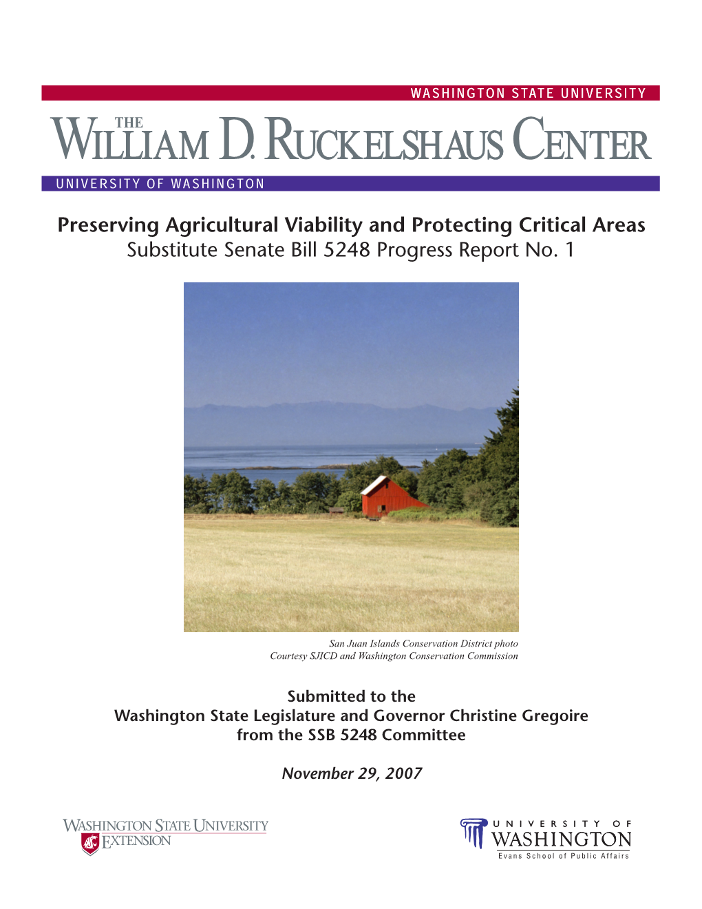 Preserving Agricultural Viability and Protecting Critical Areas Substitute Senate Bill 5248 Progress Report No