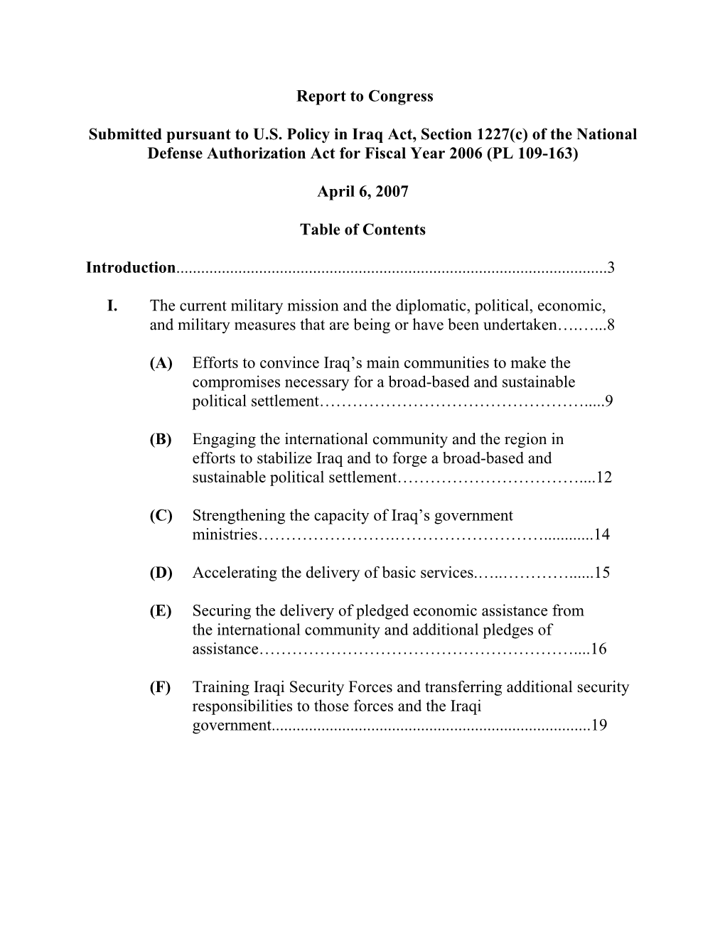 1227 Report United States Policy in Iraq