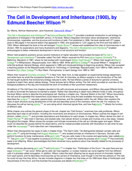 The Cell in Development and Inheritance (1900), by Edmund Beecher Wilson [1]