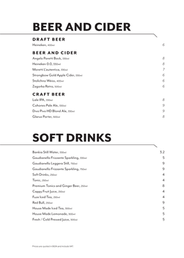 Beer and Cider Soft Drinks