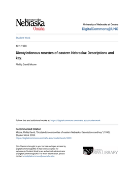 Dicotyledonous Rosettes of Eastern Nebraska: Descriptions and Key