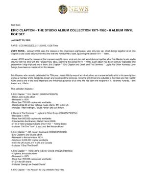Eric Clapton - the Studio Album Collection 1971-1980 - 8 Album Vinyl Box Set