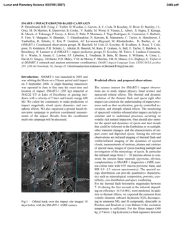 SMART-1 IMPACT GROUND-BASED CAMPAIGN P. Ehrenfreund, B.H. Foing, C. Veillet, D. Wooden, L. Gurvits, A. C. Cook, D. Koschny, N. Biver, D