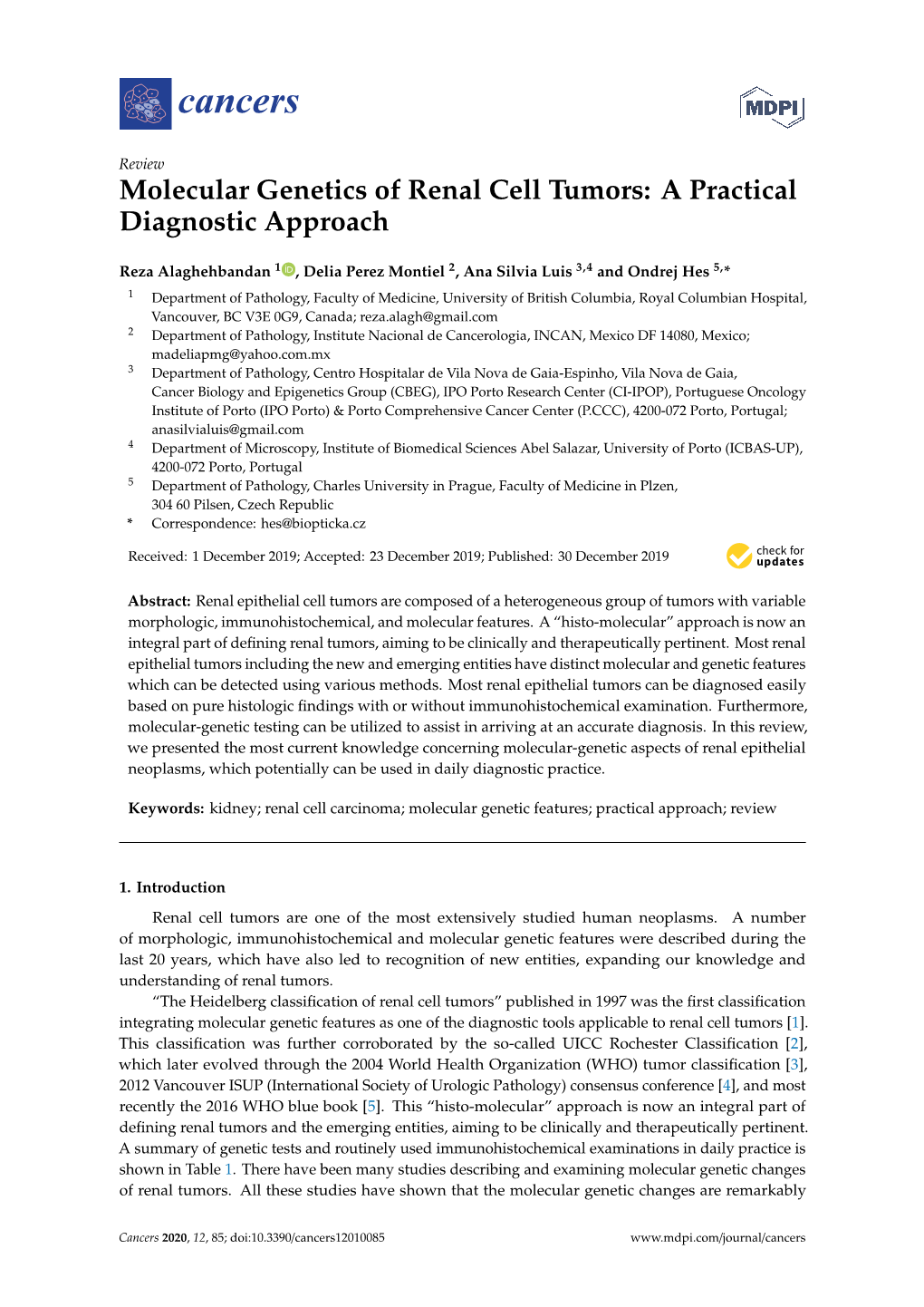 Molecular Genetics of Renal Cell Tumors: a Practical Diagnostic Approach