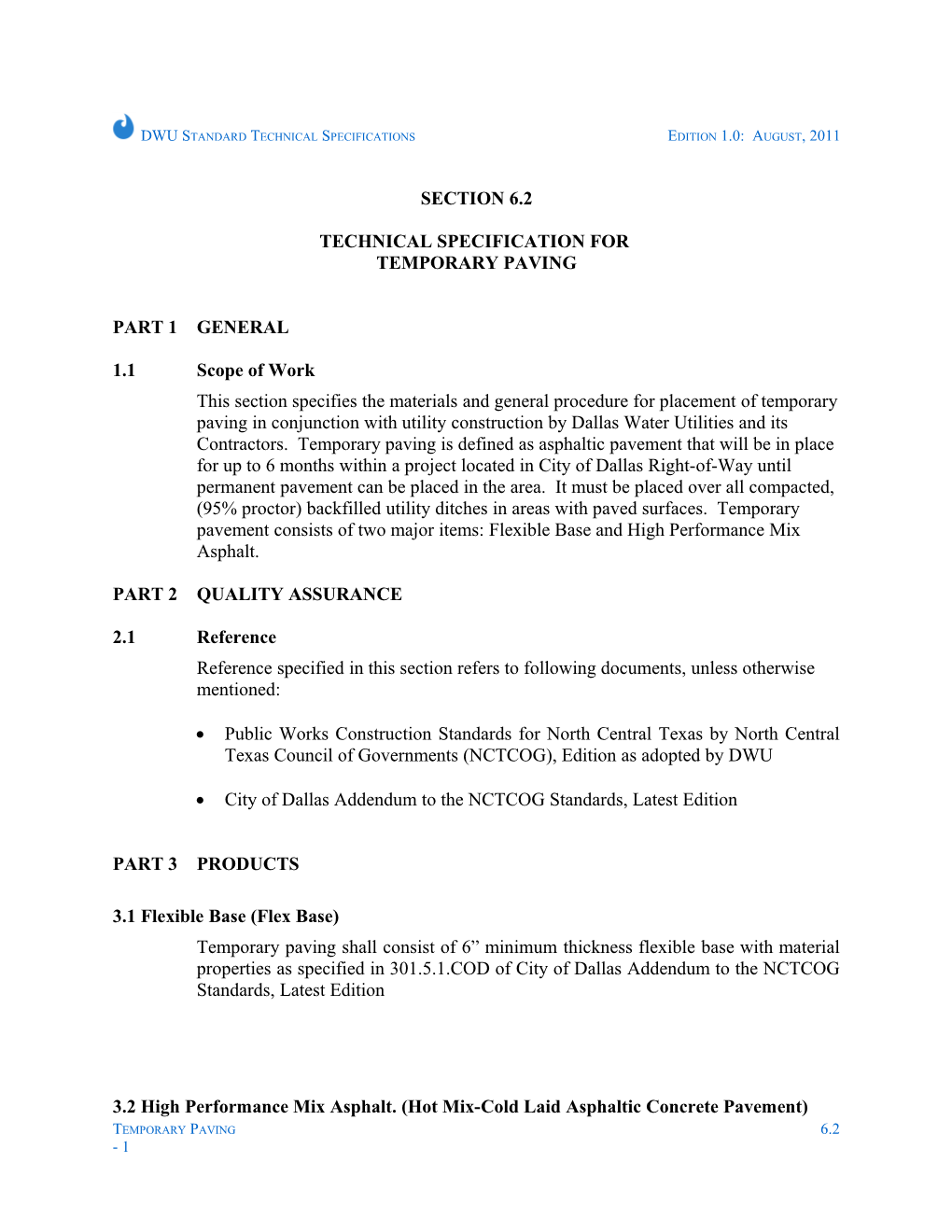 Sec 6.2: Temporary Paving