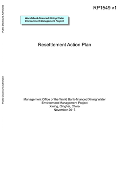 Resettlement Policy Framework of the World Bank-Financed Xining Water Environment Management Project
