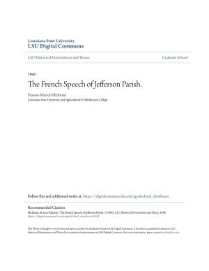 The French Speech of Jefferson Parish
