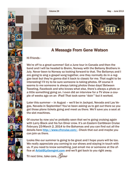 A Message from Gene Watson