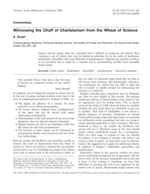 Winnowing the Chaff of Charlatanism from the Wheat of Science