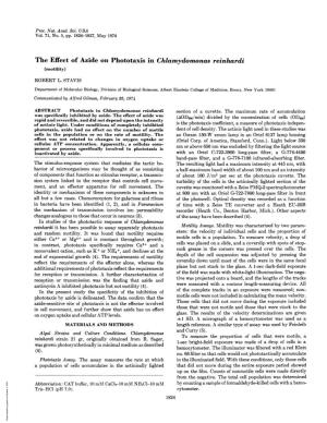 The Effect of Azide on Phototaxis in Chlamydomonas Reinhardi (Motility)