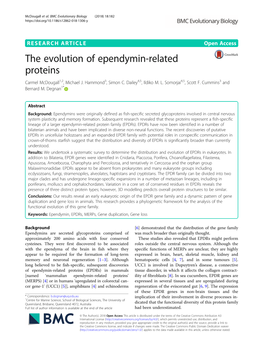 The Evolution of Ependymin-Related Proteins Carmel Mcdougall1,2, Michael J
