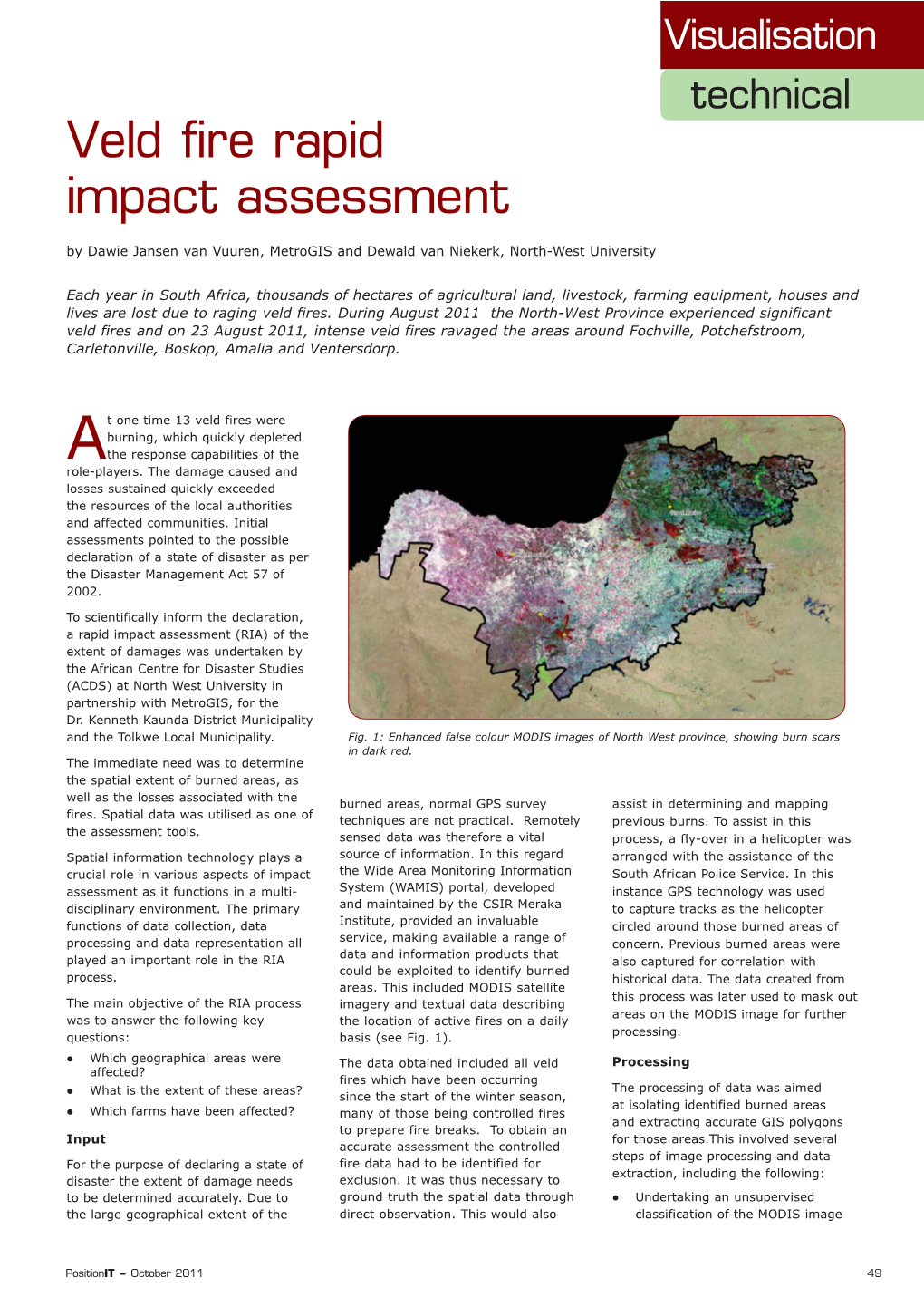 Veld Fire Rapid Impact Assessment by Dawie Jansen Van Vuuren, Metrogis and Dewald Van Niekerk, North-West University