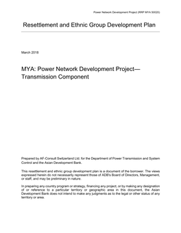 Power Network Development Project (RRP MYA 50020)