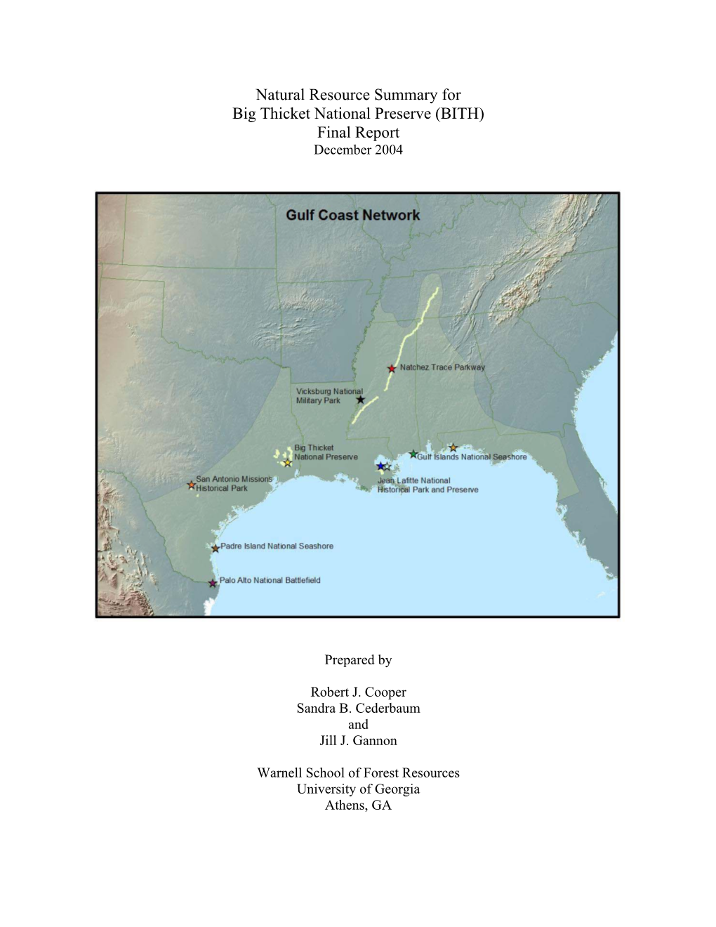 Natural Resource Summary for Big Thicket National Preserve (BITH) Final Report December 2004