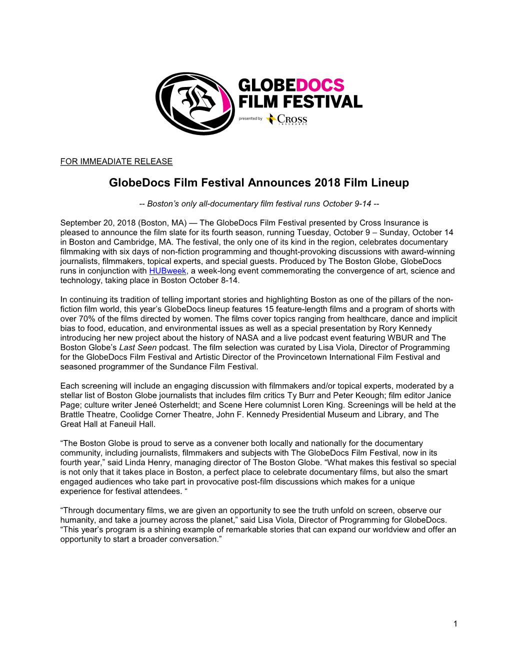 Globedocs Film Festival Announces 2018 Film Lineup