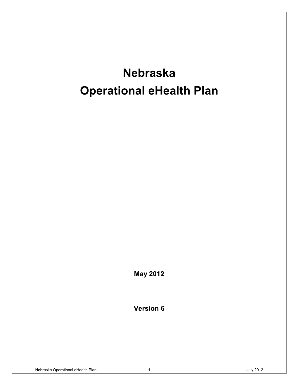Nebraska Operational Ehealth Plan