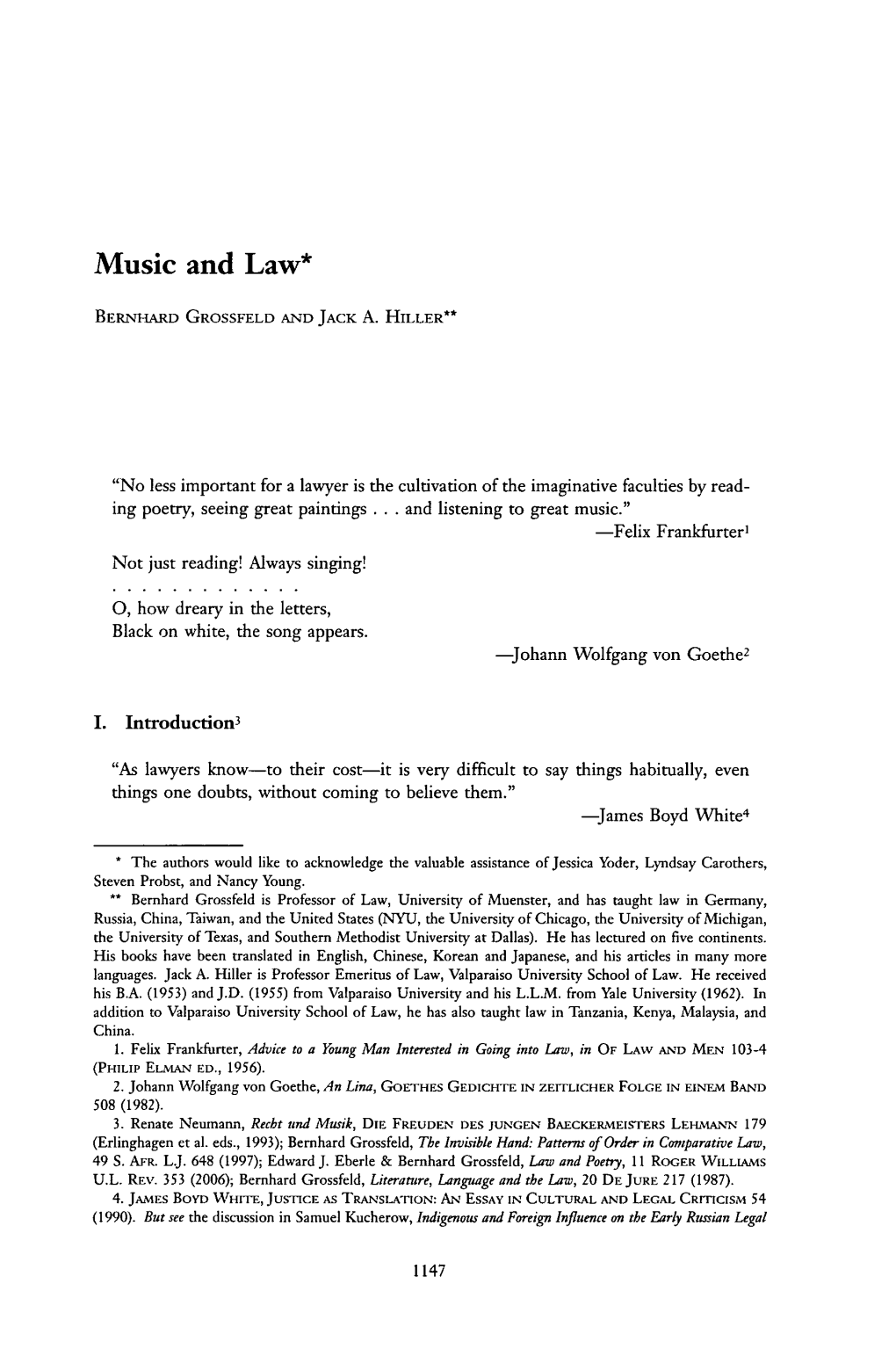 Music and Law*