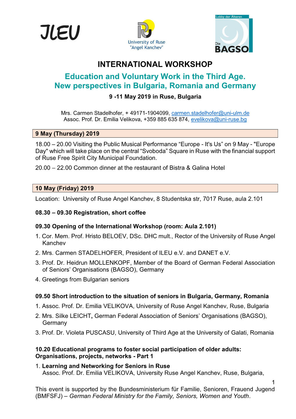 INTERNATIONAL WORKSHOP Education and Voluntary Work in the Third Age