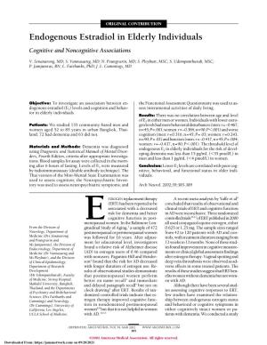 Endogenous Estradiol in Elderly Individuals Cognitive and Noncognitive Associations