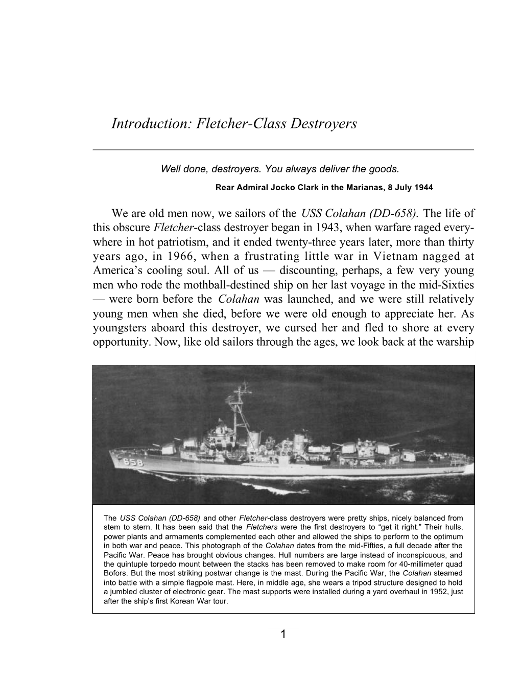 Introduction: Fletcher-Class Destroyers